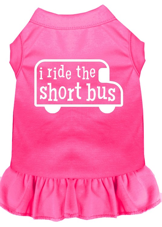 I ride the short bus Screen Print Dress Bright Pink Med